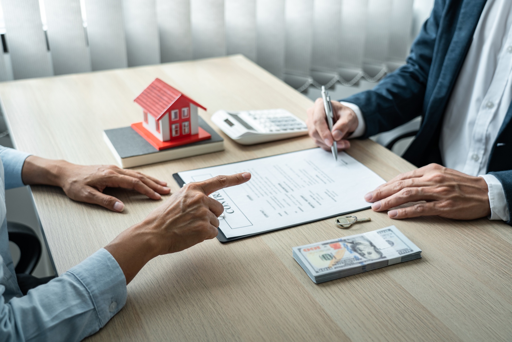 Real estate broker agent consulting the customer to a decision m